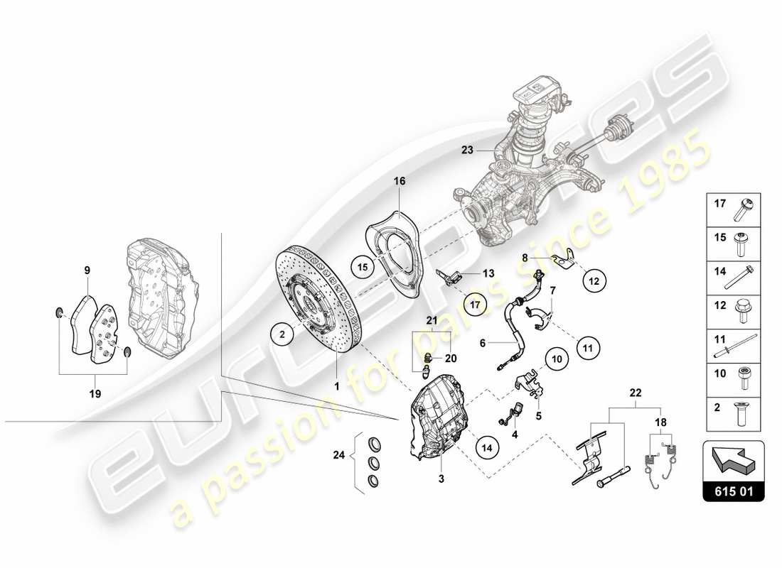 lamborghini lp610-4 avio (2017) ceramic brake disc front part diagram