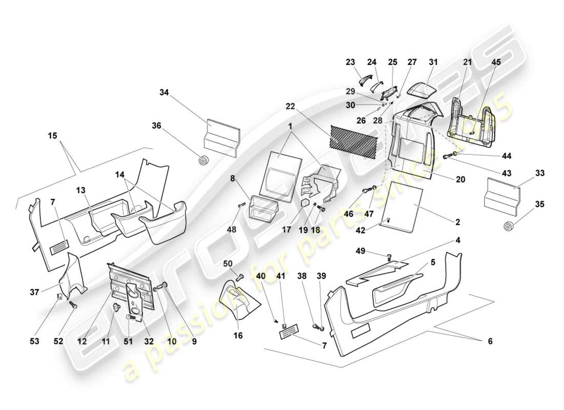 lamborghini murcielago roadster (2006) pillar trim part diagram