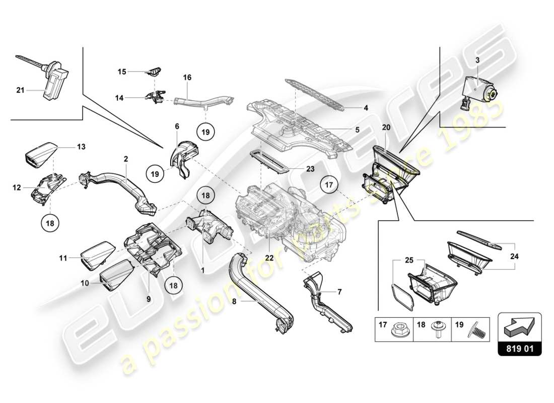 lamborghini lp580-2 coupe (2018) air vent part diagram