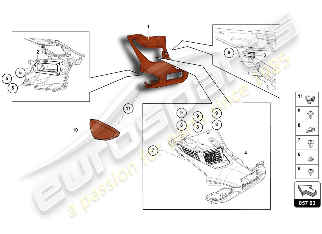 lamborghini lp720-4 coupe 50 (2014) instrument panel part diagram