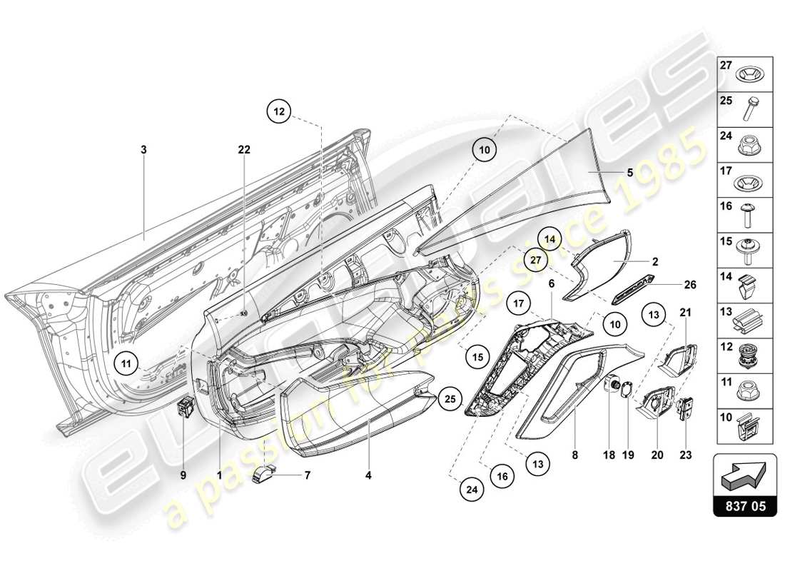 lamborghini lp720-4 coupe 50 (2014) driver and passenger door part diagram