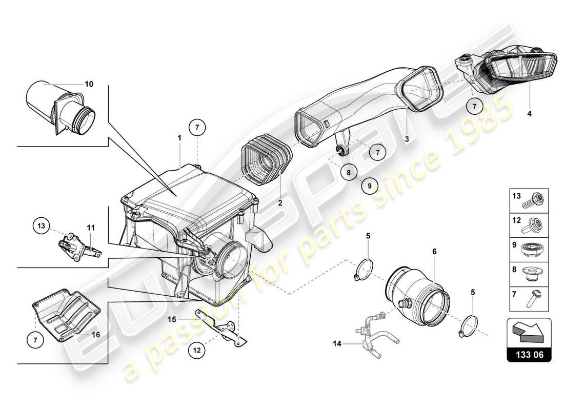 lamborghini lp610-4 spyder (2017) air filter housing part diagram