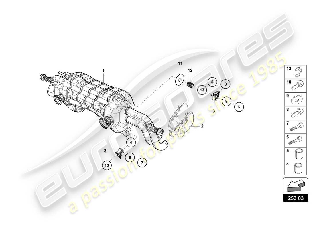 lamborghini lp610-4 avio (2017) rear silencer part diagram