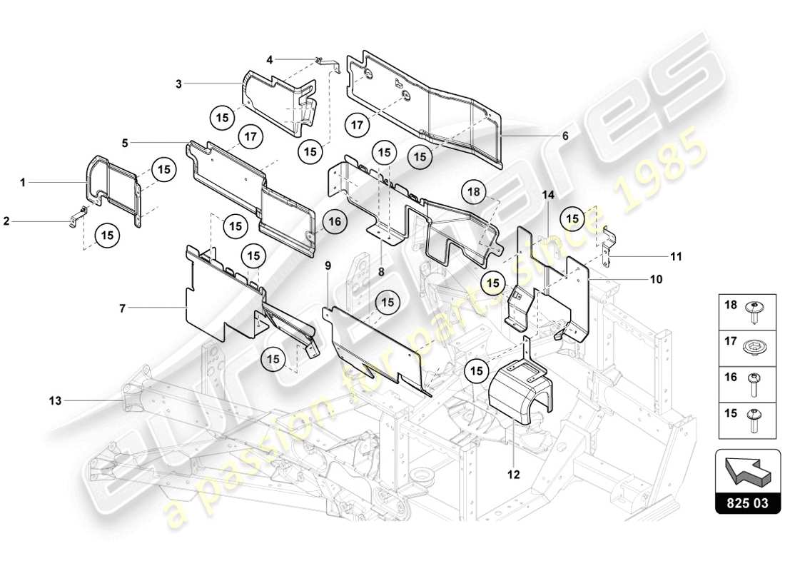 lamborghini lp720-4 coupe 50 (2014) heat shield part diagram