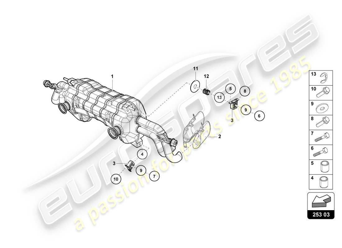 lamborghini lp580-2 coupe (2016) rear silencer part diagram