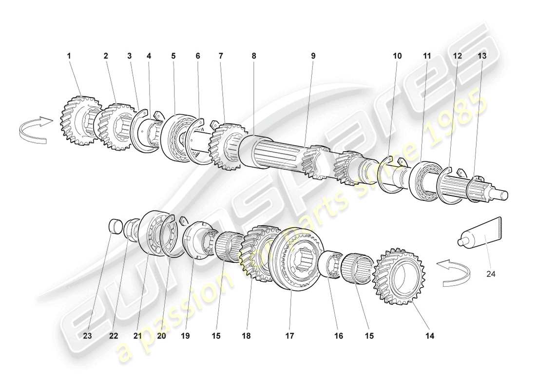 lamborghini murcielago roadster (2006) input shaft part diagram