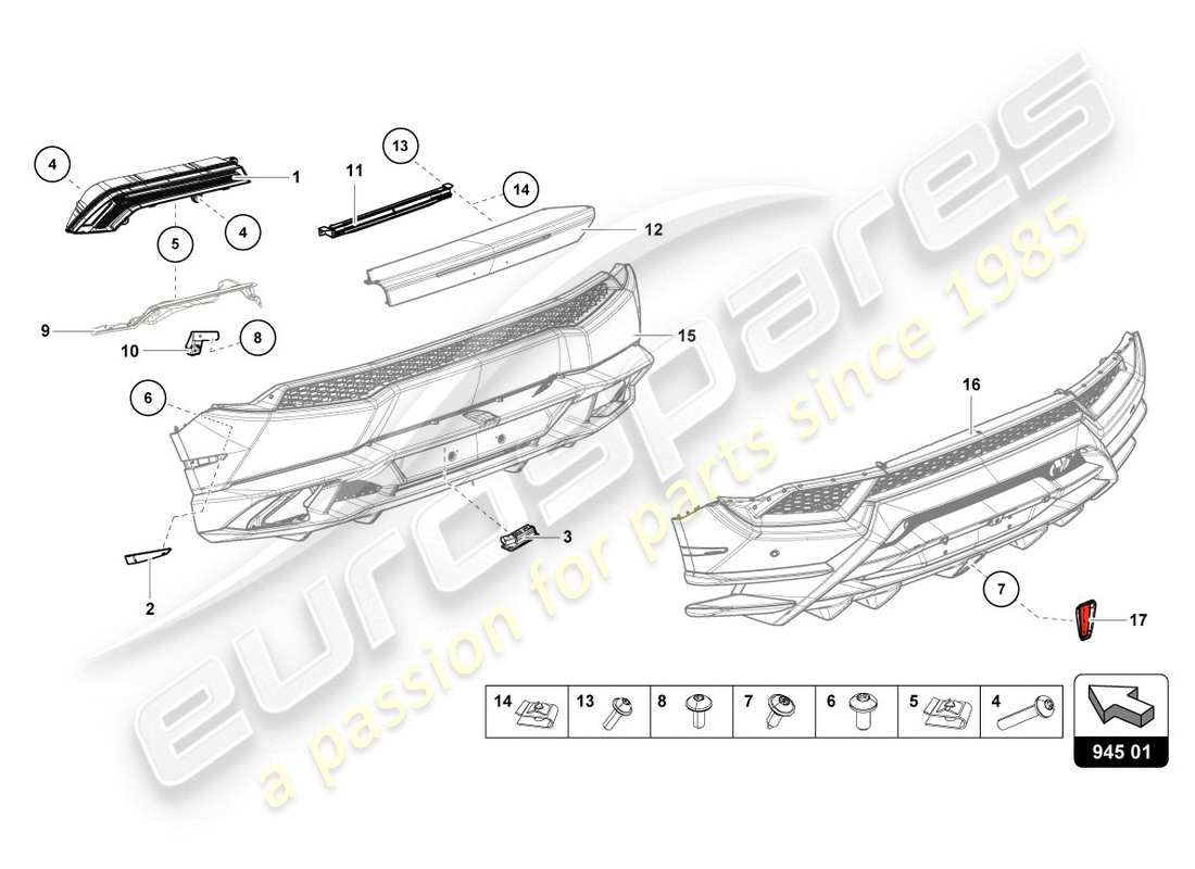 lamborghini lp610-4 coupe (2019) tail light part diagram