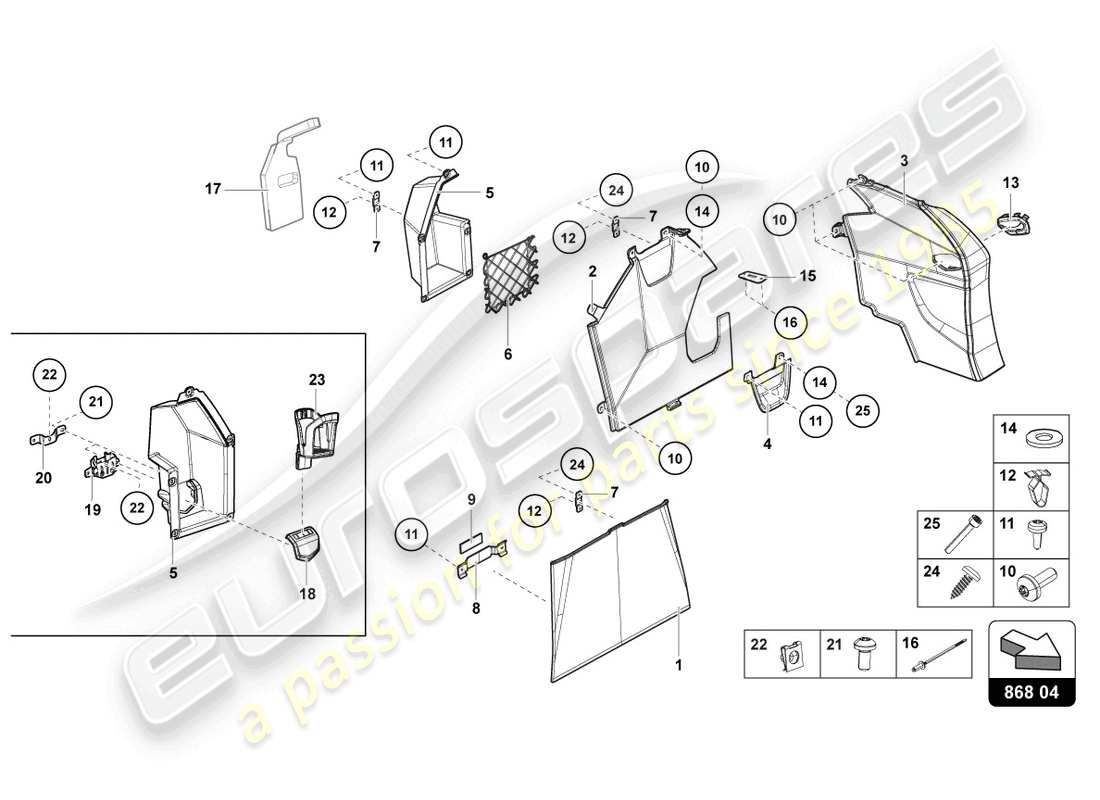 lamborghini lp720-4 roadster 50 (2015) rear panel trim part diagram