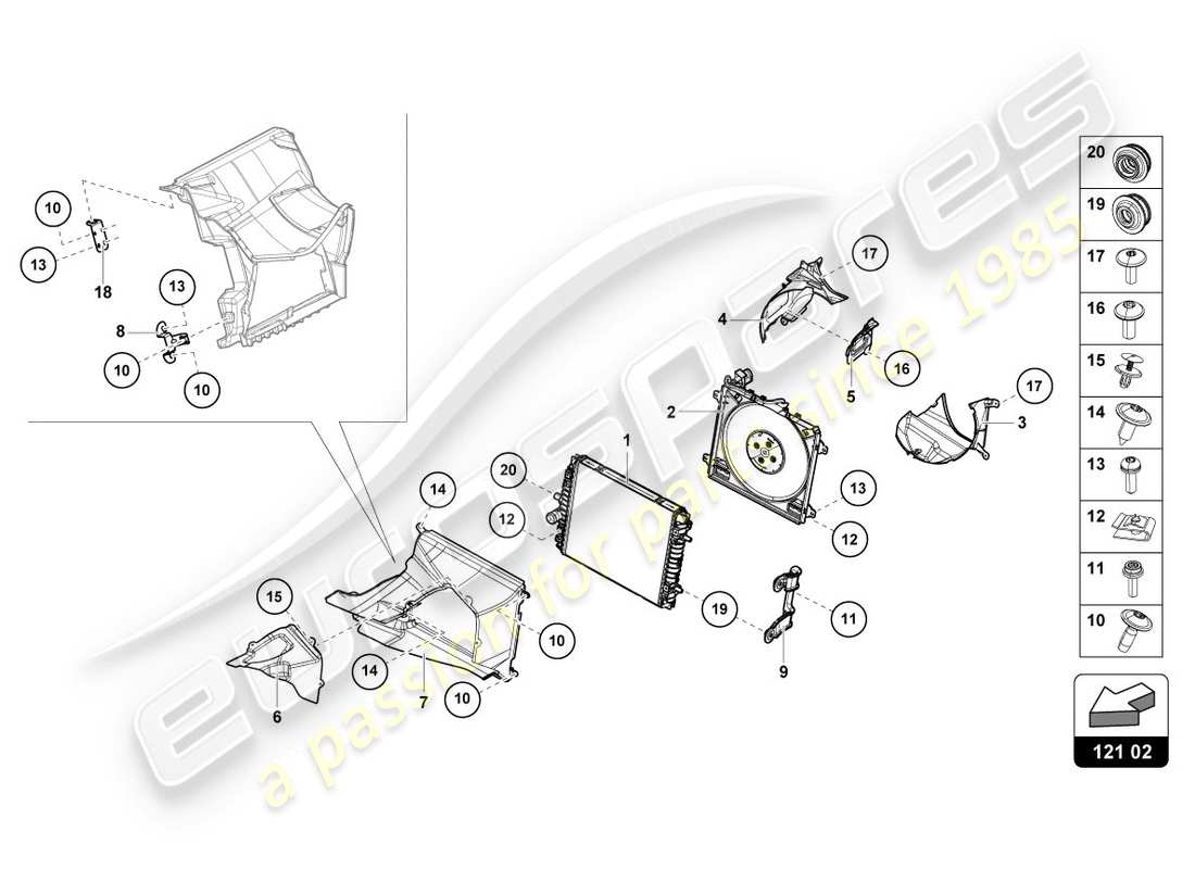 lamborghini lp610-4 coupe (2015) cooler for coolant part diagram