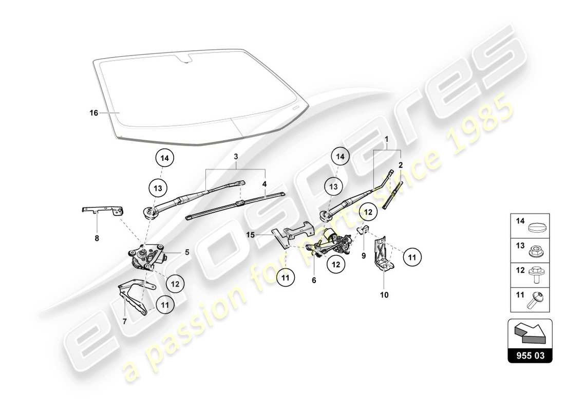 lamborghini lp610-4 coupe (2016) windshield wiper part diagram