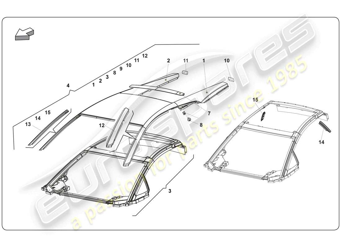 lamborghini super trofeo (2009-2014) roof part diagram