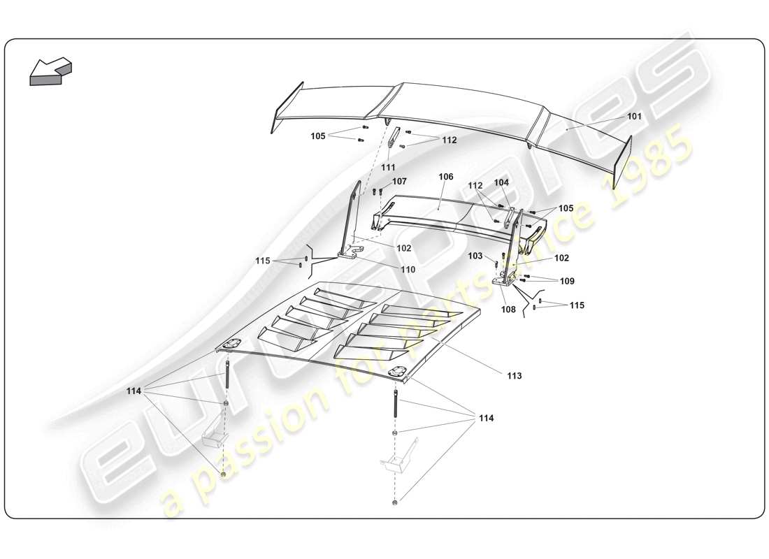 lamborghini super trofeo (2009-2014) engine bonnet part diagram