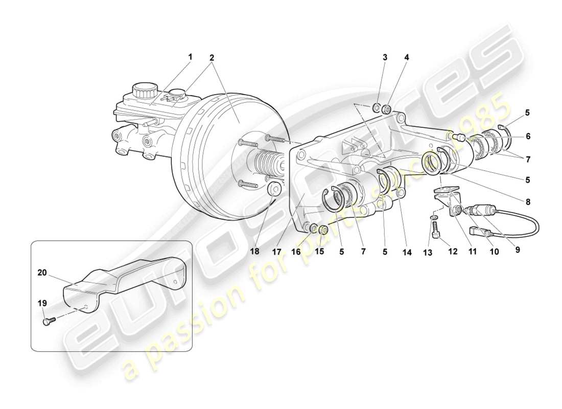 lamborghini murcielago coupe (2002) brake servo lhd part diagram