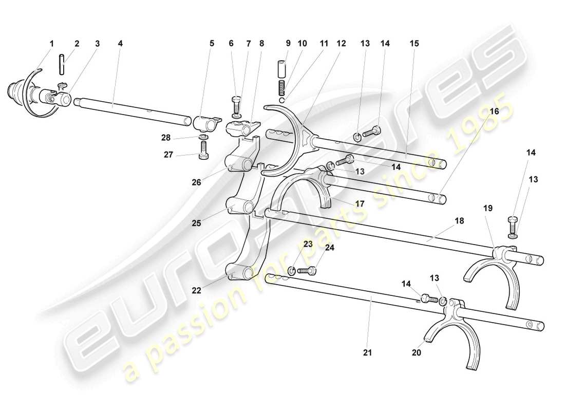 lamborghini murcielago coupe (2002) selector mechanism part diagram