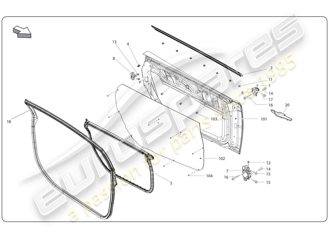 lamborghini super trofeo (2009-2014) door part diagram