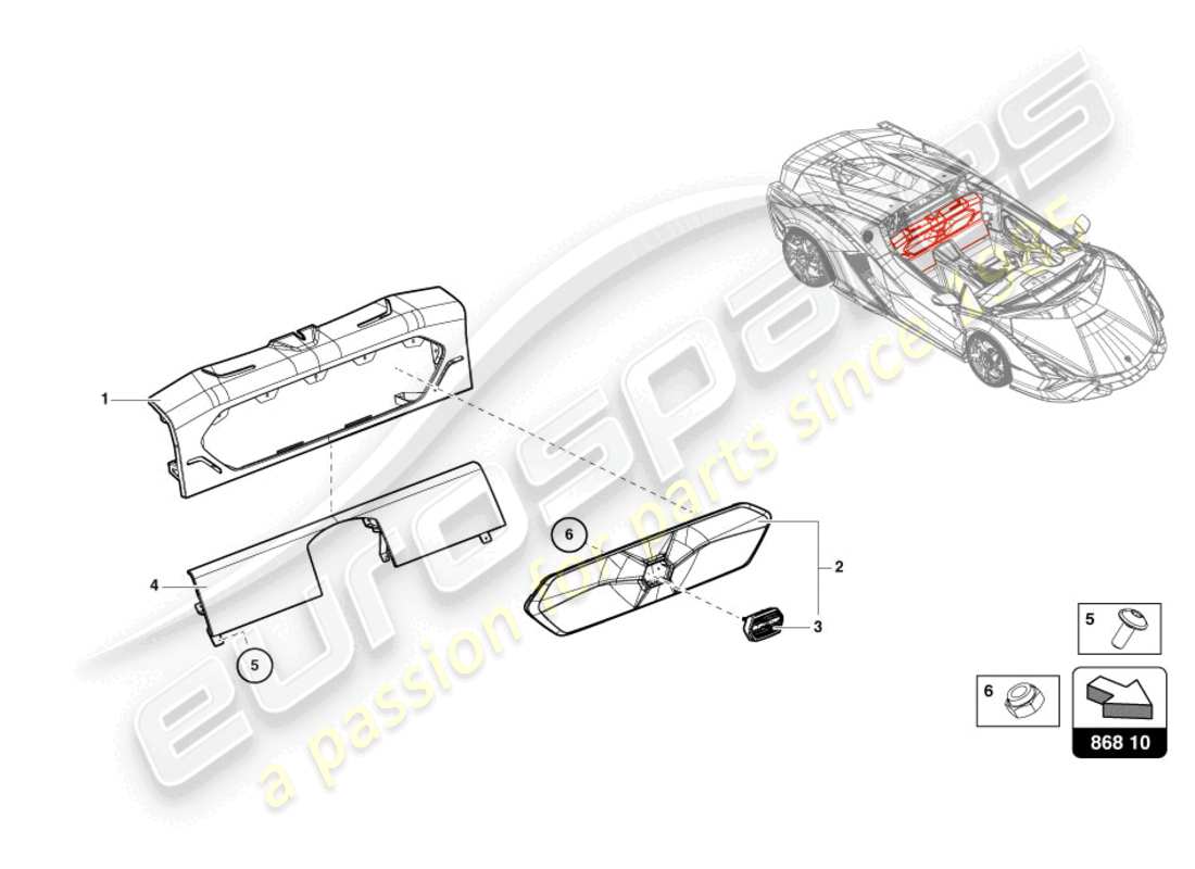 lamborghini sian (2020) rear panel trim part diagram