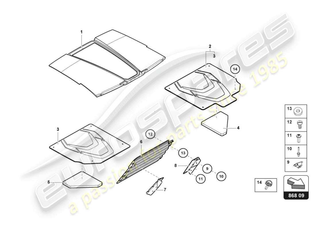 lamborghini sian (2021) interior decor part diagram