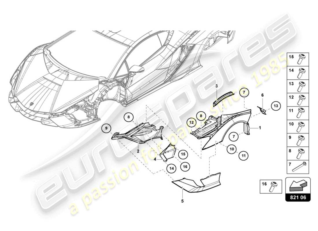 lamborghini sian (2020) wing front part diagram