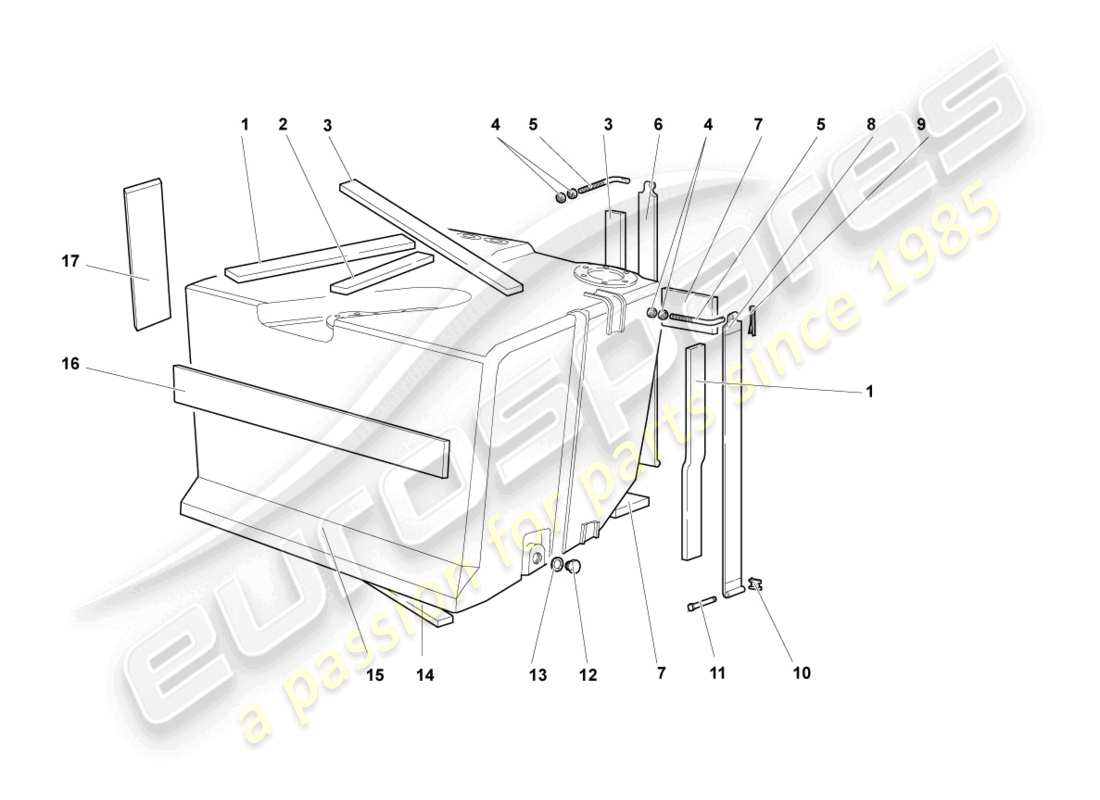 lamborghini murcielago roadster (2005) fuel tank with attachments part diagram