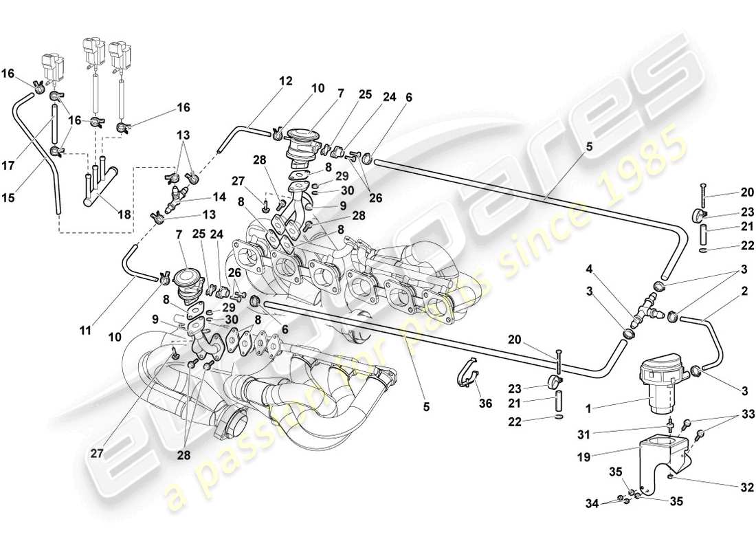 lamborghini murcielago coupe (2006) secondary air pump part diagram