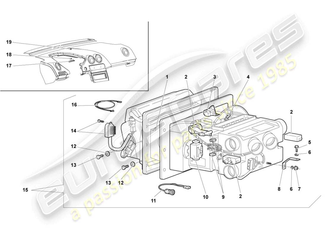 lamborghini murcielago roadster (2006) air conditioning lhd part diagram