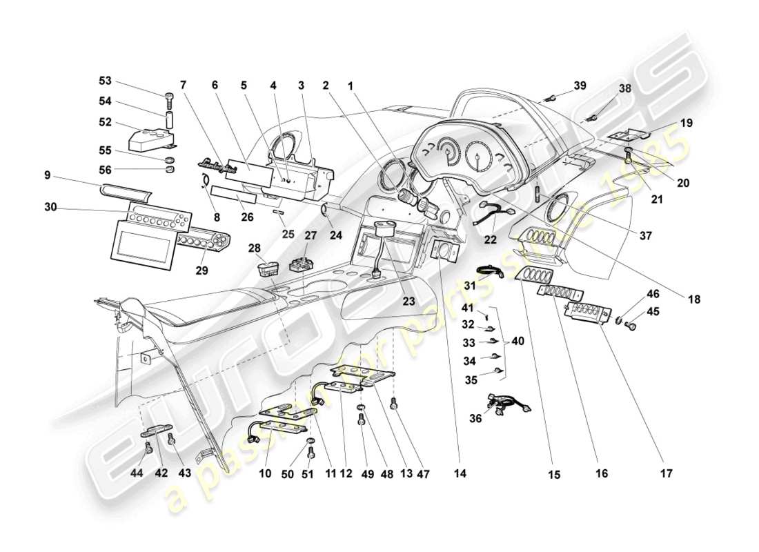 lamborghini murcielago roadster (2005) central wiring set part diagram