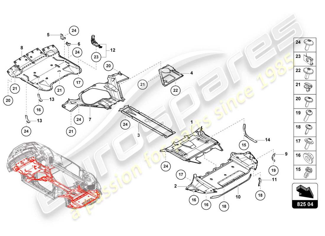 lamborghini evo spyder (2020) trim panel for frame lower section part diagram