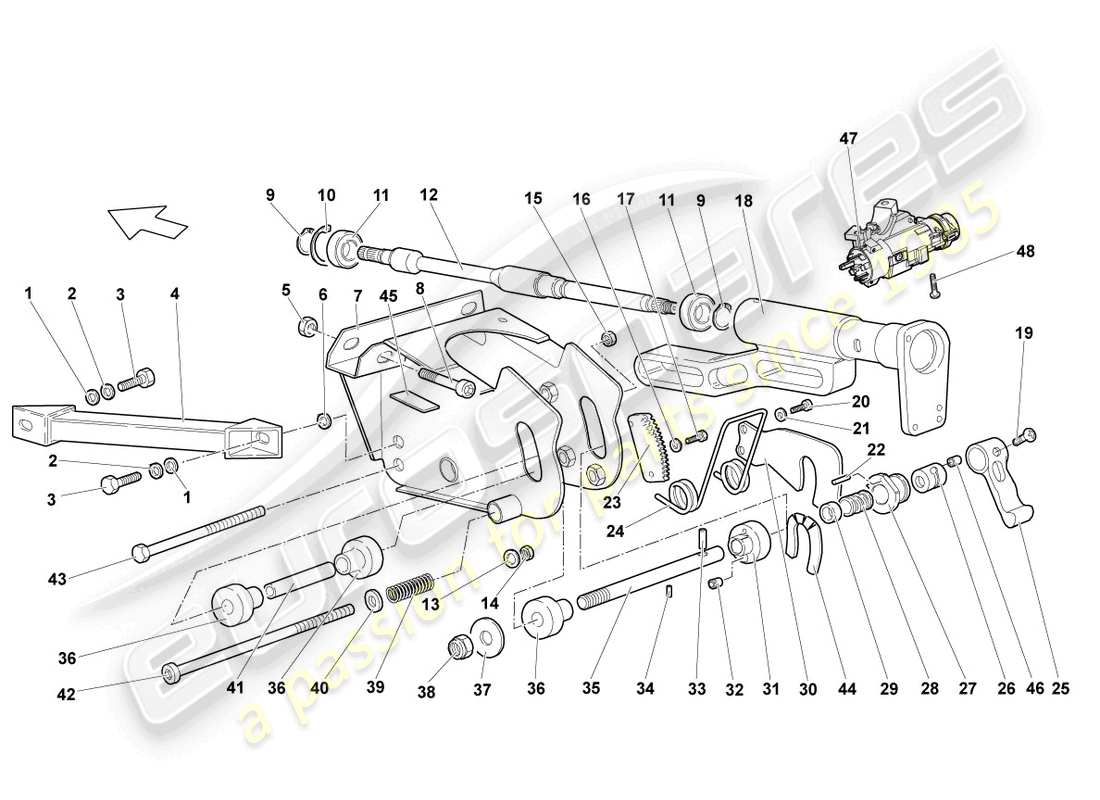 lamborghini murcielago roadster (2005) steering column part diagram