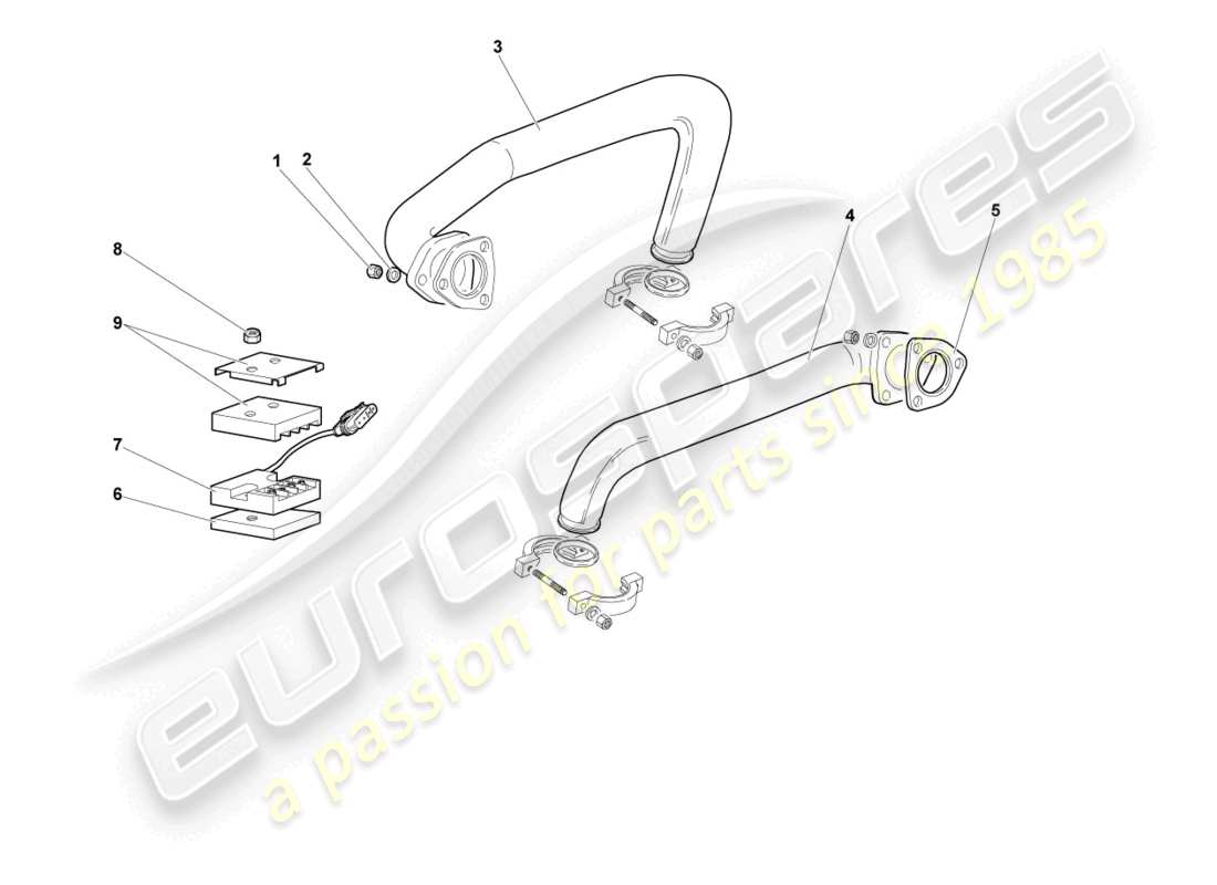 lamborghini murcielago coupe (2002) exhaust system part diagram