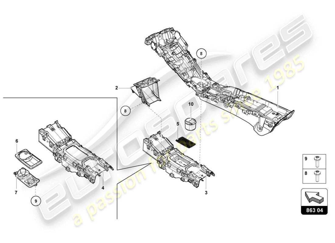 lamborghini evo spyder 2wd (2020) tunnel part diagram