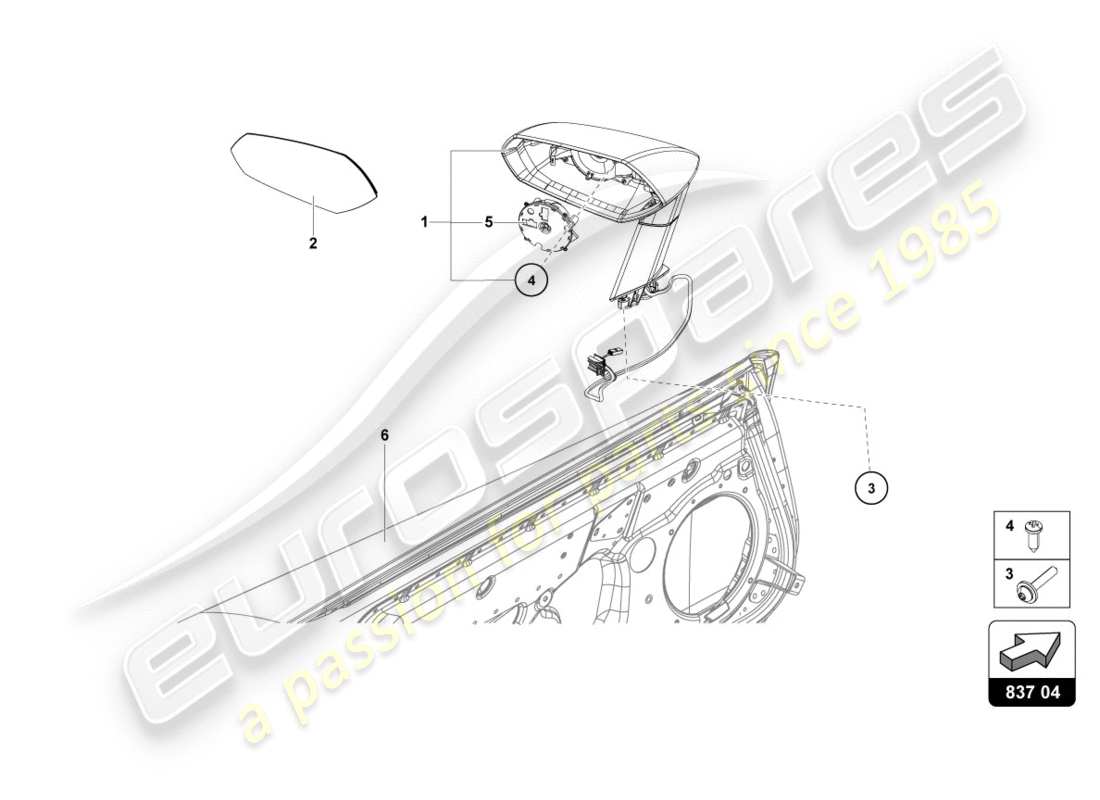 lamborghini lp700-4 coupe (2012) exterior mirror part diagram