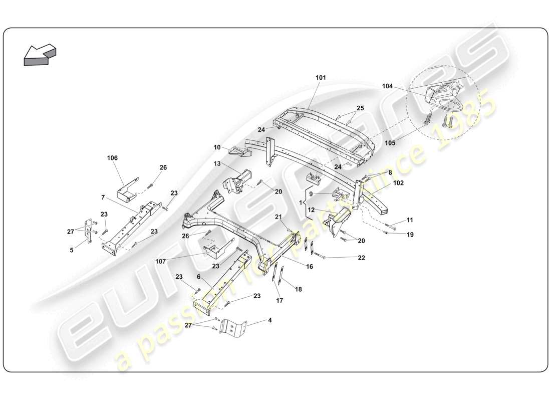 lamborghini super trofeo (2009-2014) chassis element part diagram