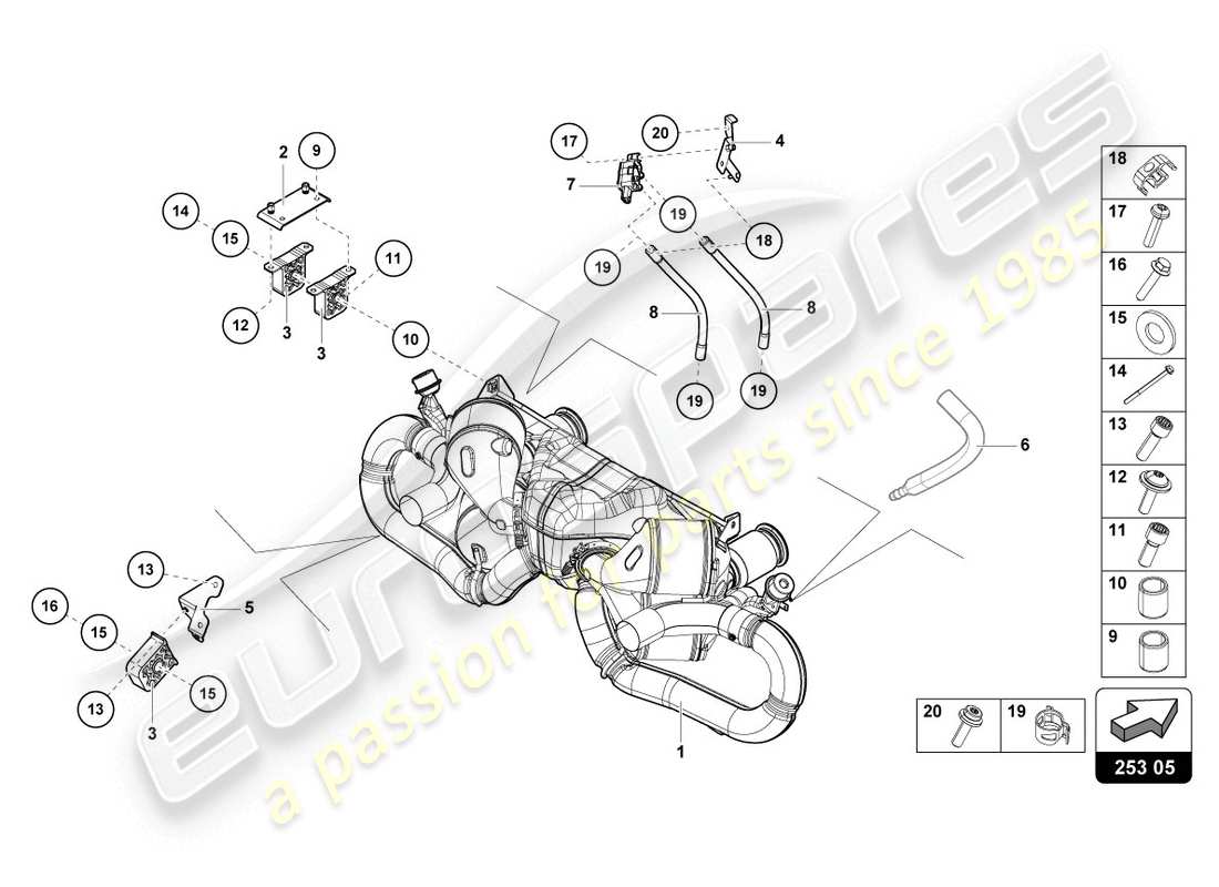 lamborghini evo coupe 2wd (2020) silencer part diagram