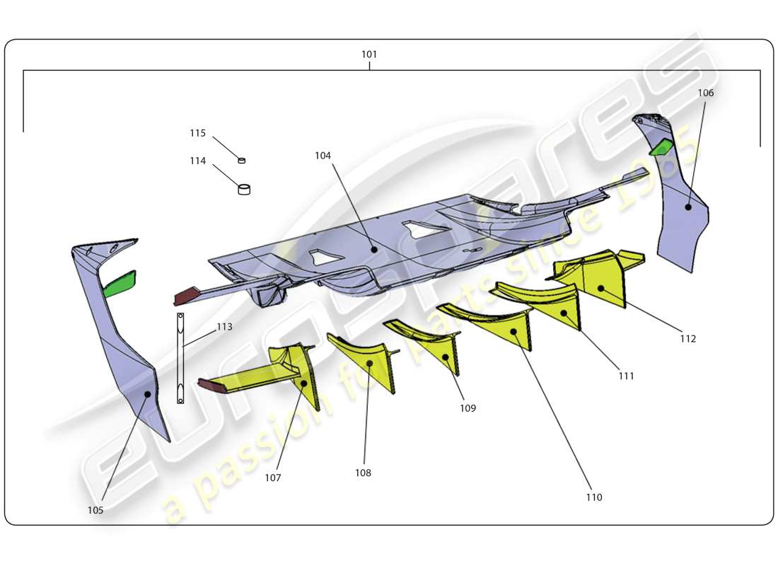 lamborghini super trofeo (2009-2014) rear diffusor - fl part diagram