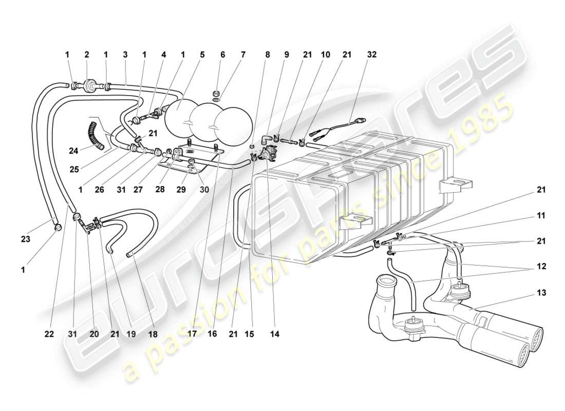 lamborghini murcielago roadster (2005) vacuum system part diagram