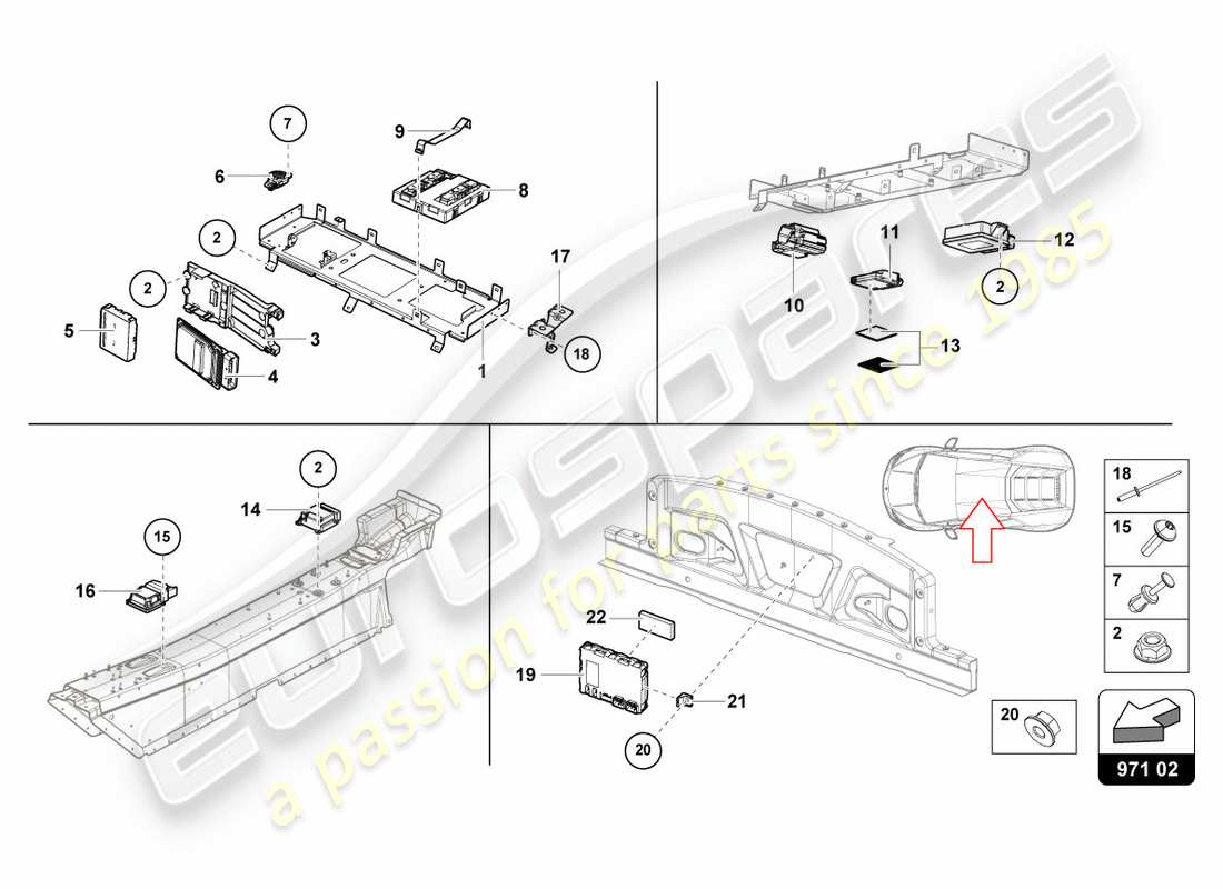 lamborghini performante coupe (2020) control unit part diagram