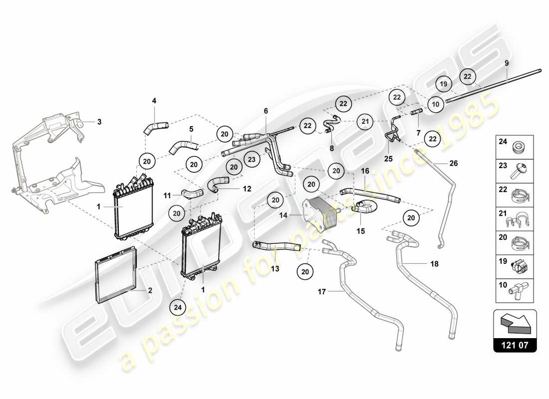 lamborghini centenario coupe (2017) additional cooler for coolant part diagram