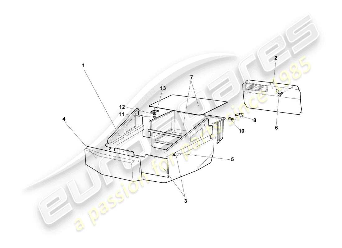 lamborghini murcielago coupe (2004) luggage boot trims part diagram