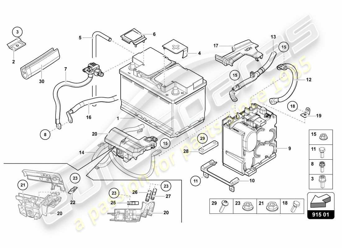 lamborghini centenario coupe (2017) battery part diagram