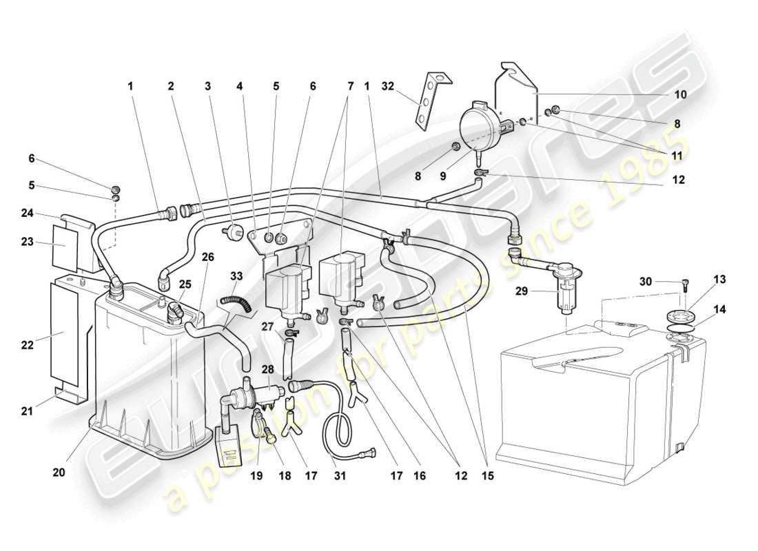 lamborghini murcielago coupe (2004) activated charcoal container part diagram