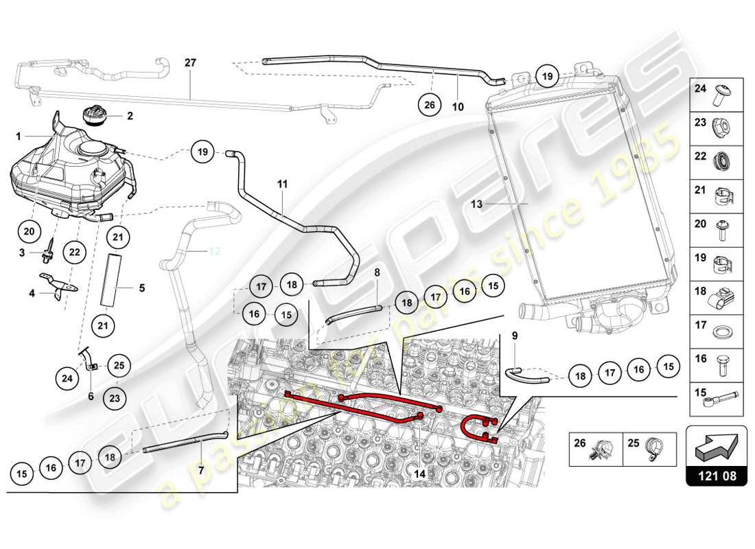 lamborghini lp720-4 coupe 50 (2014) fluid tank with coolant level indicator part diagram