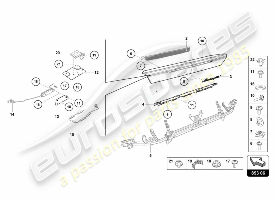 lamborghini lp610-4 spyder (2016) rear panel upper part part diagram