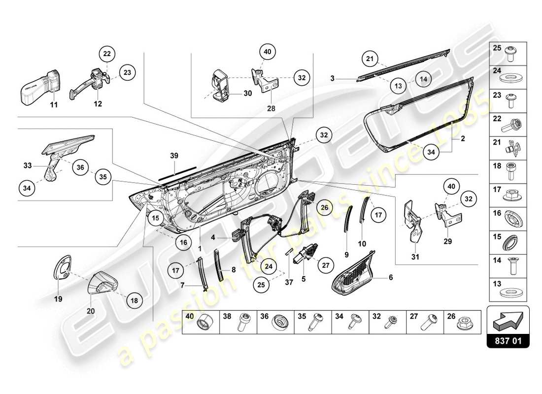 lamborghini lp610-4 coupe (2019) doors part diagram