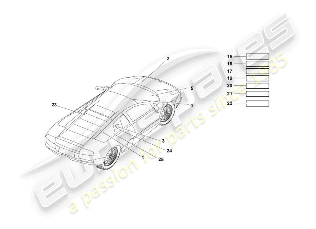 lamborghini murcielago coupe (2004) type plates part diagram