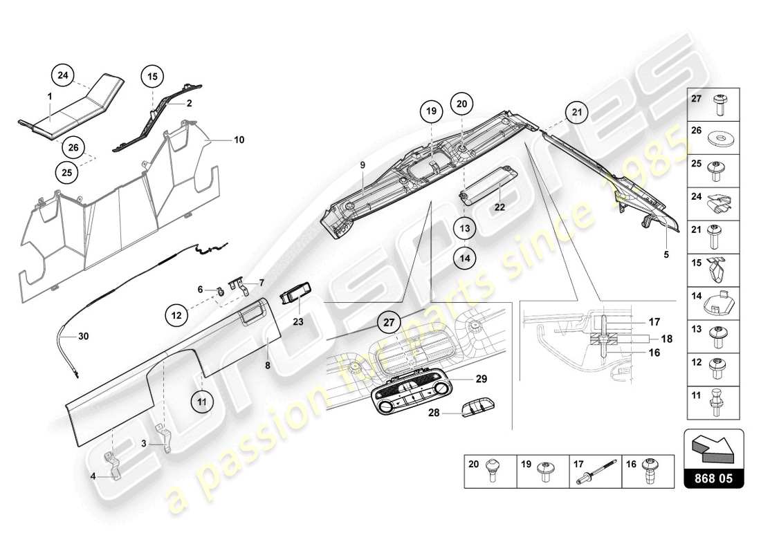 lamborghini lp720-4 roadster 50 (2015) interior decor part diagram