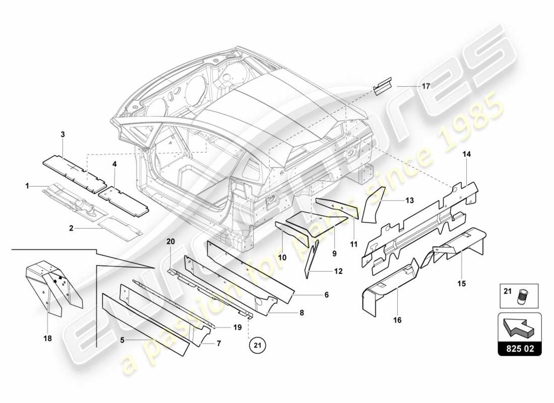 lamborghini centenario roadster (2017) damper for tunnel part diagram