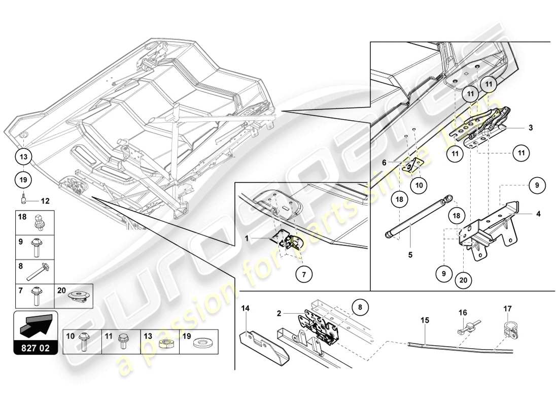 lamborghini lp720-4 coupe 50 (2014) engine cover with insp. cover part diagram