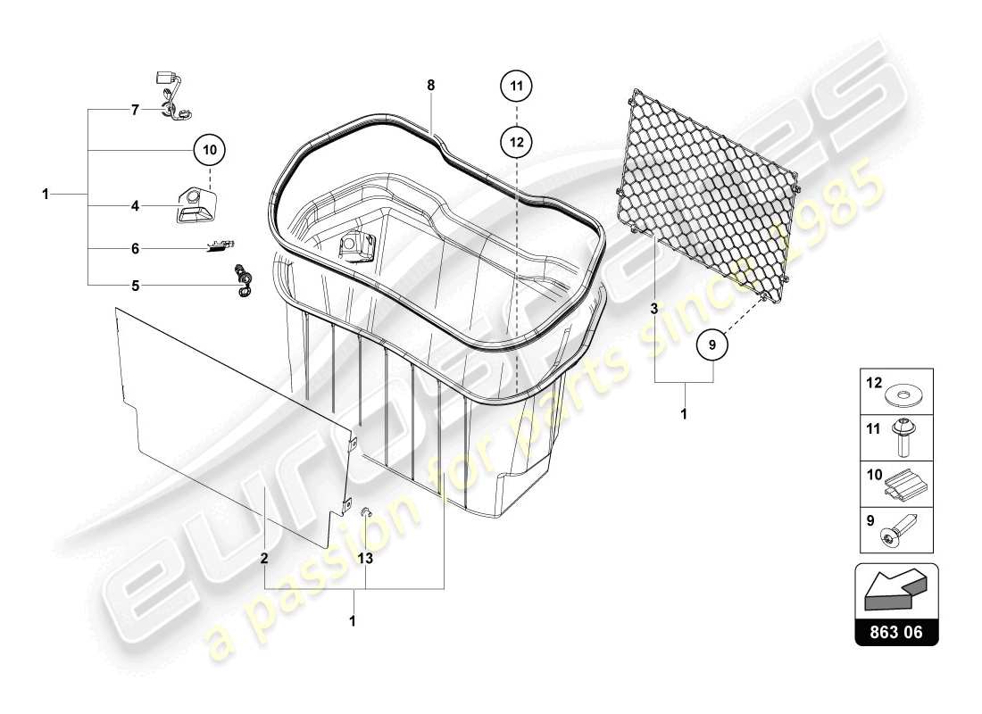 lamborghini lp720-4 coupe 50 (2014) luggage boot trims part diagram