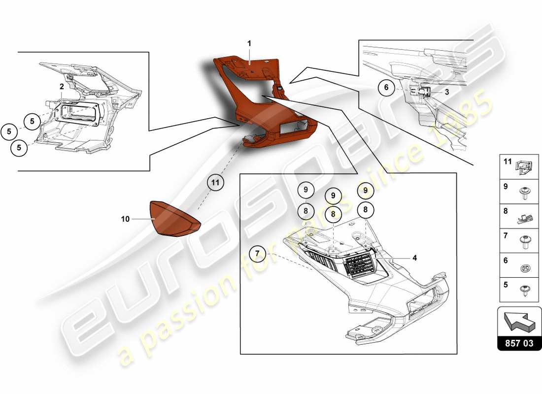 lamborghini centenario roadster (2017) instrument panel part diagram