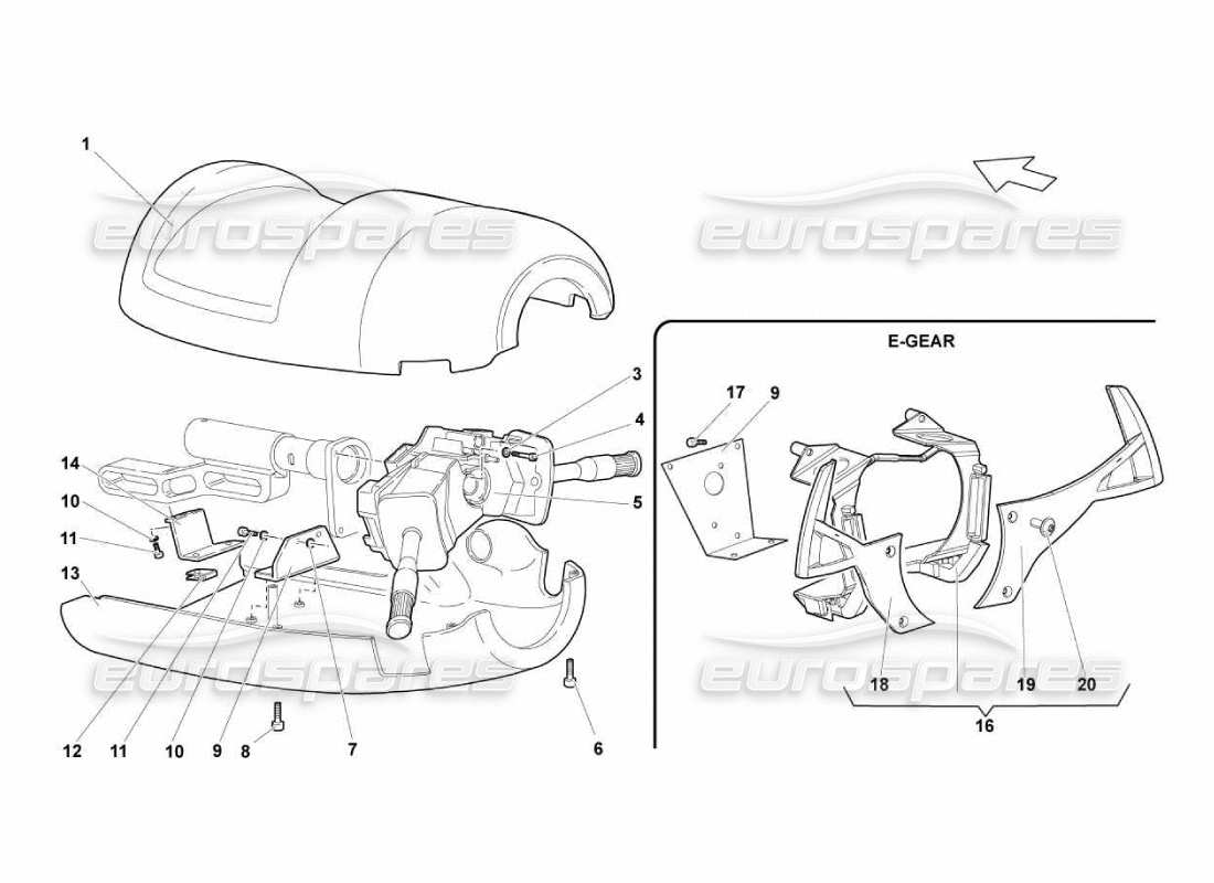 lamborghini murcielago lp670 steering parts diagram